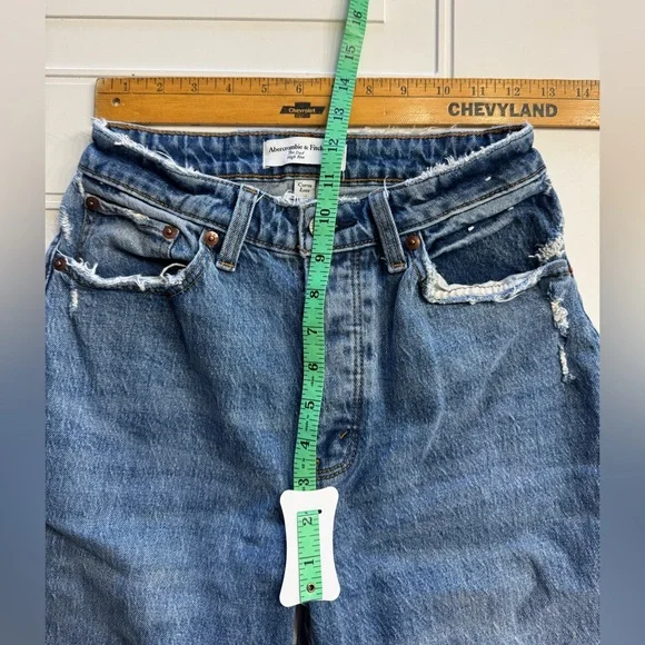 Abercrombie & Fitch The Dad High Rise Jeans Curve Love Distressed Size 25/0 - Picture 4 of 6